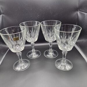 Crystal Cut Glass Wine Goblets - Clear (Set of 4)